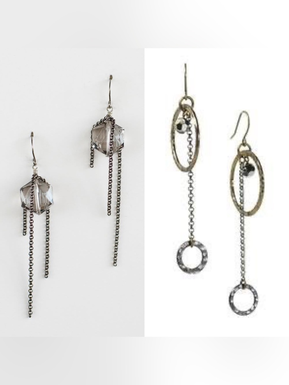 Two pairs of Grayling handmade Portland designer earrings nickel-free dangle